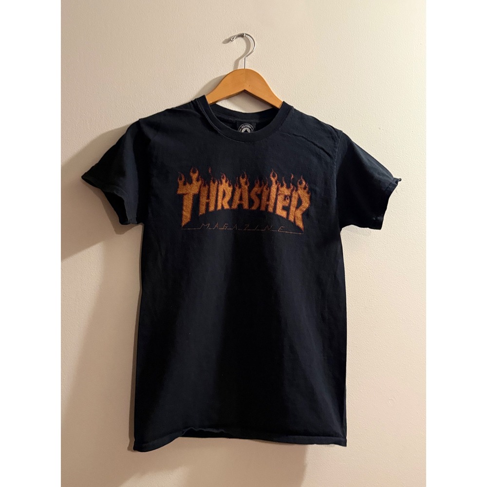 Thrasher Magazine Flame Logo Graphic T-Shirt Black Mens Small